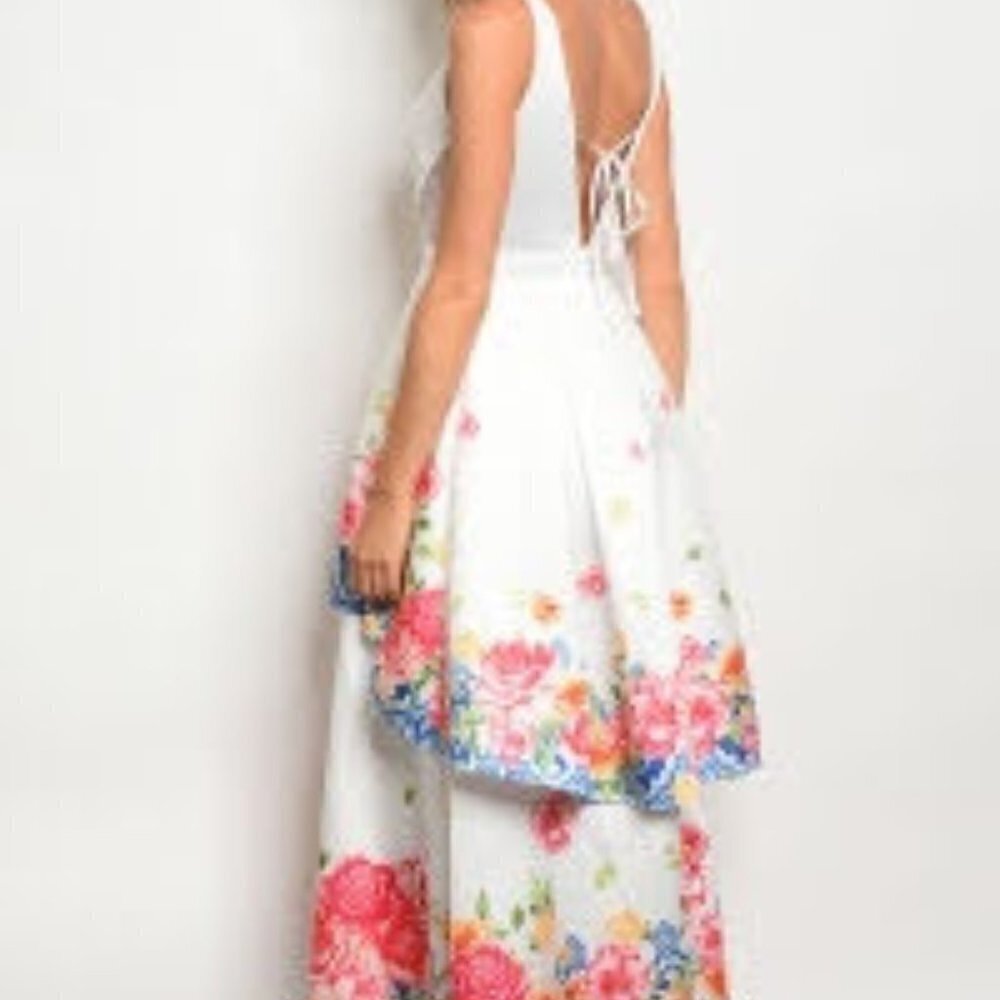 Floral Maxi Dress Party Gown Size L New - Picture 5 of 13